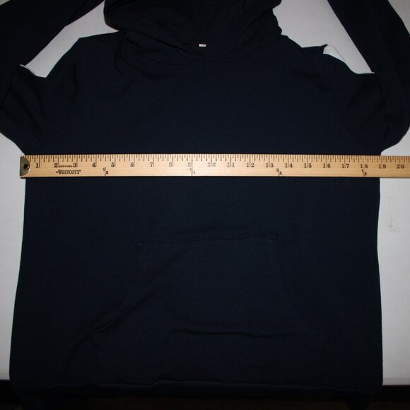 Monrow Sz S Navy White Stripe Embossed Stars Sleeve Cotton Blend Hooded Sweater - Picture 13 of 16